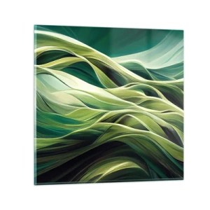 Quadro su vetro - Gioco astratto in verde - 30x30 cm