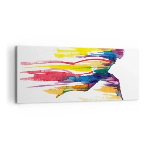 Quadro su tela - Stampe su Tela - Corsa attraverso l'arcobaleno - 100x40 cm