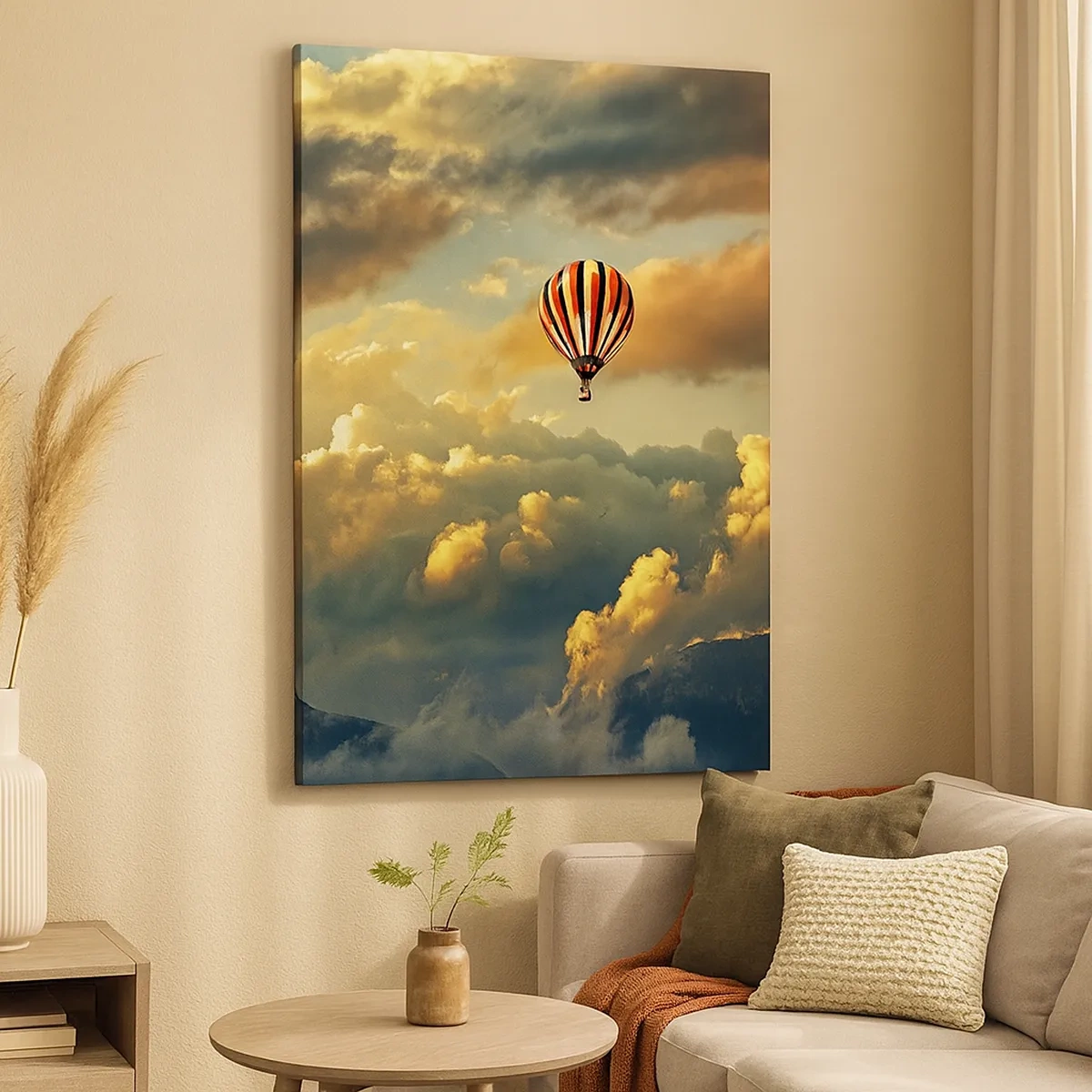 Quadro su tela - Stampe su Tela - Un pallone sullo sfondo di nuvole spettacolari - 50x70cm - Volo perché voglio - Decorazione murale moderna per soggiorno e camera da letto ARTTOR