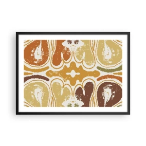 Poster in cornice nera - Caldi motivi astratti nei toni del giallo e del marrone - 70x50cm - Astrazione sentimentale - Decorazione murale moderna per soggiorno e camera da letto ARTTOR