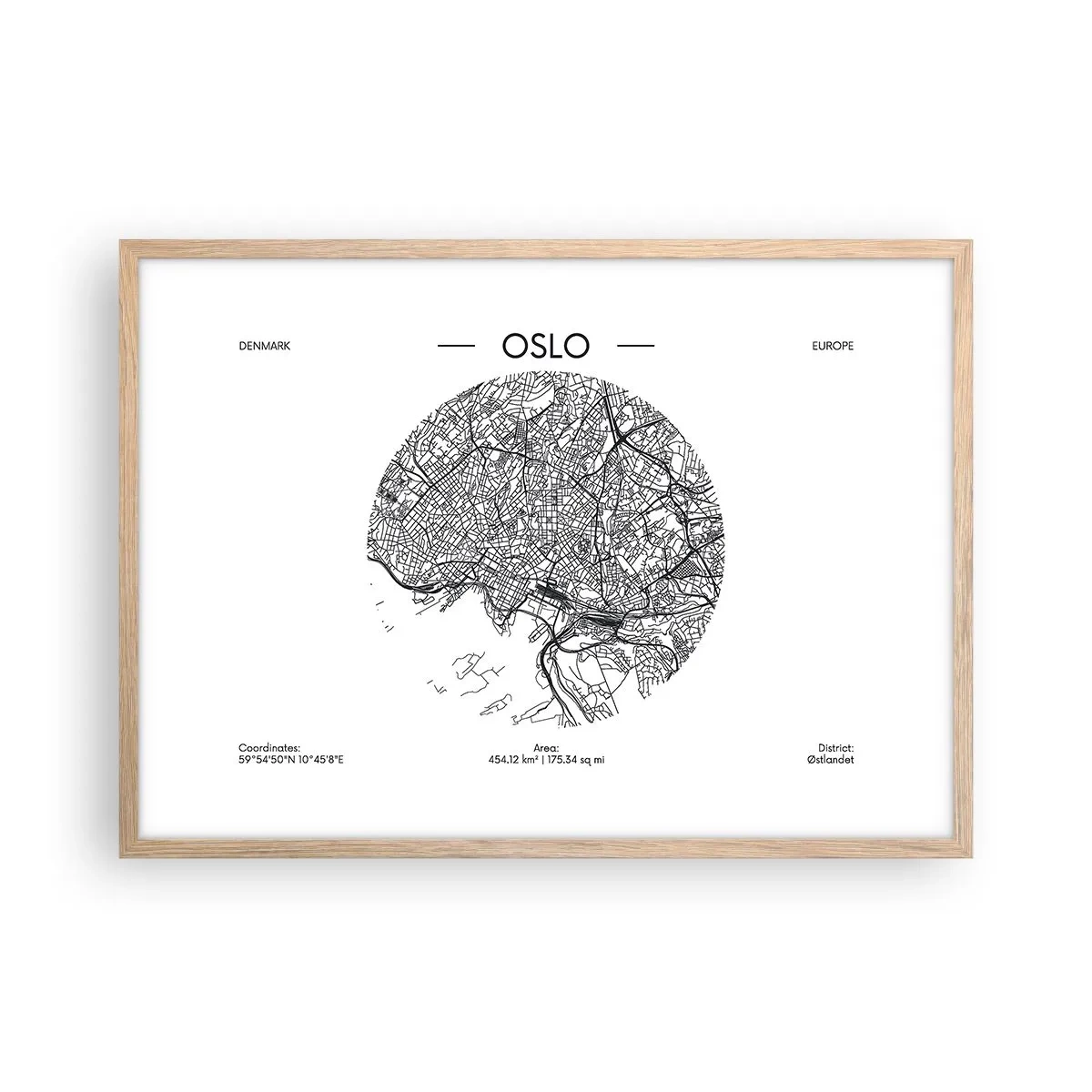 Poster in cornice rovere chiaro - Anatomia di Oslo - 70x50 cm