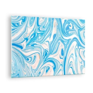 Quadro su vetro - Motivo astratto nelle tonalità del turchese e del beige - 70x50cm - Acquitrino in turchese - Decorazione murale moderna per soggiorno e camera da letto ARTTOR