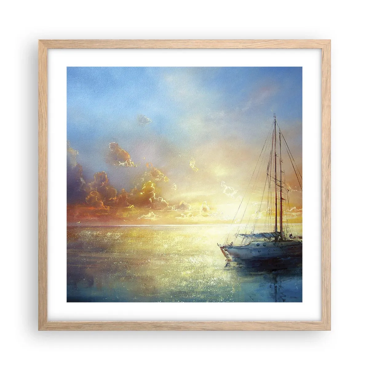 Poster in cornice rovere chiaro - Nella baia dorata - 50x50 cm