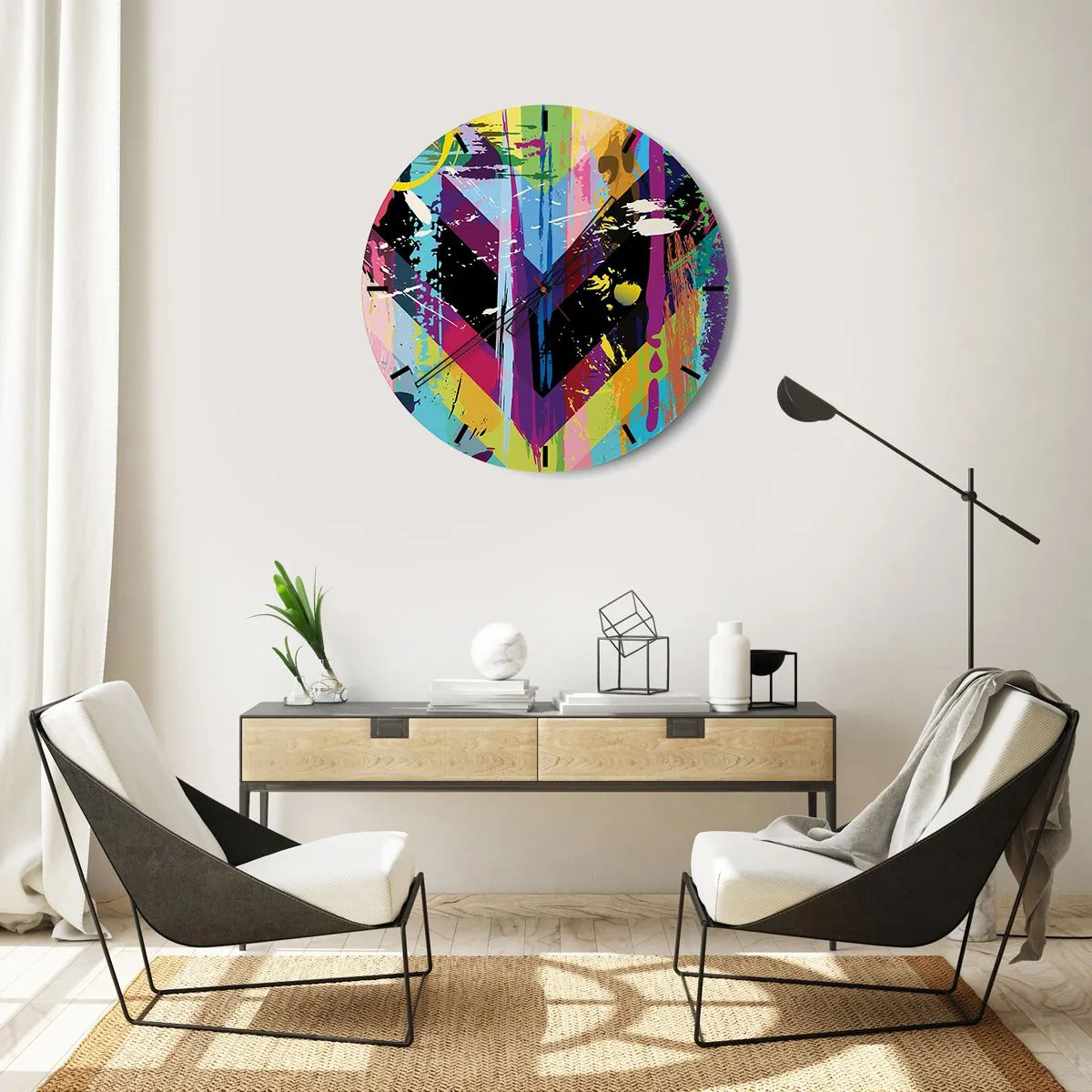 Orologio da parete - Orologio in Vetro - Dall'alto in basso - 40x40 cm