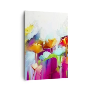 Quadro su tela - Stampe su Tela - Fiori astratti colorati su uno sfondo chiaro - 70x100cm - L'arcobaleno è fiorito - Decorazione murale moderna per soggiorno e camera da letto ARTTOR