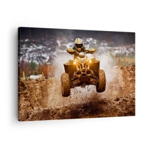 Quadro su tela - Stampe su Tela - Quad estremo su terreni fangosi - 70x50cm - No risk no fun - Decorazione murale moderna per soggiorno e camera da letto ARTTOR