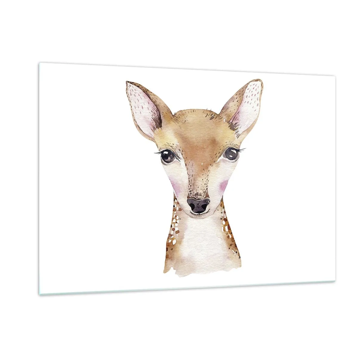 Quadro su vetro - Un grazioso ritratto ad acquerello di un giovane cerbiatto - 120x80cm - La natura dell'innocenza - Decorazione murale moderna per soggiorno e camera da letto ARTTOR