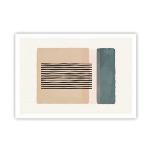 Poster - Forme geometriche minimaliste nelle tonalità del beige e del verde - 100x70cm - Tutto a posto - Decorazione murale moderna per soggiorno e camera da letto ARTTOR