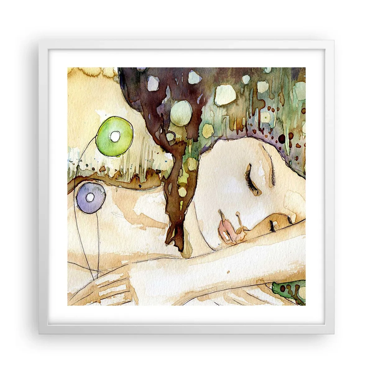 Poster in cornice bianca - Sogno smeraldo e viola - 50x50 cm