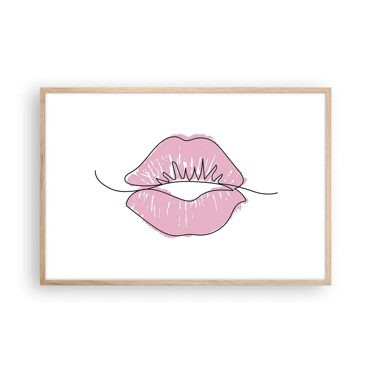 Poster in cornice rovere chiaro - Pronti al bacio? - 91x61 cm