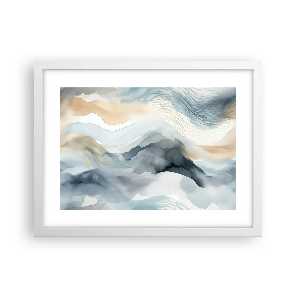 Poster in cornice bianca - Astrazione nevosa e nebbiosa - 40x30 cm