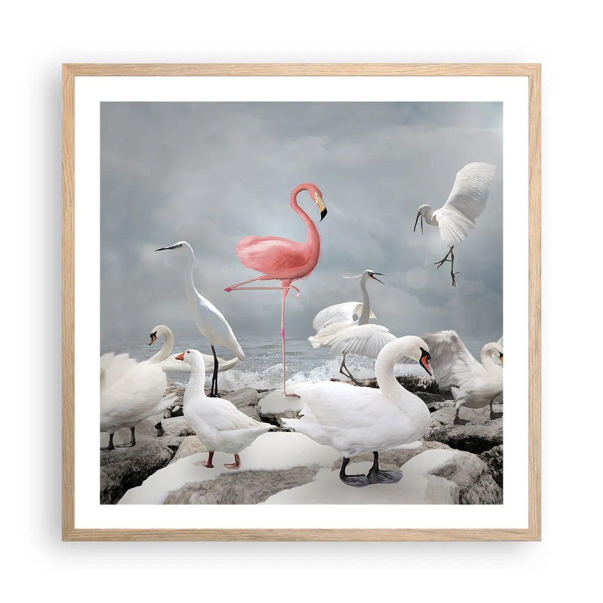 Poster in cornice rovere chiaro - Come sono arrivato qui? - 60x60 cm