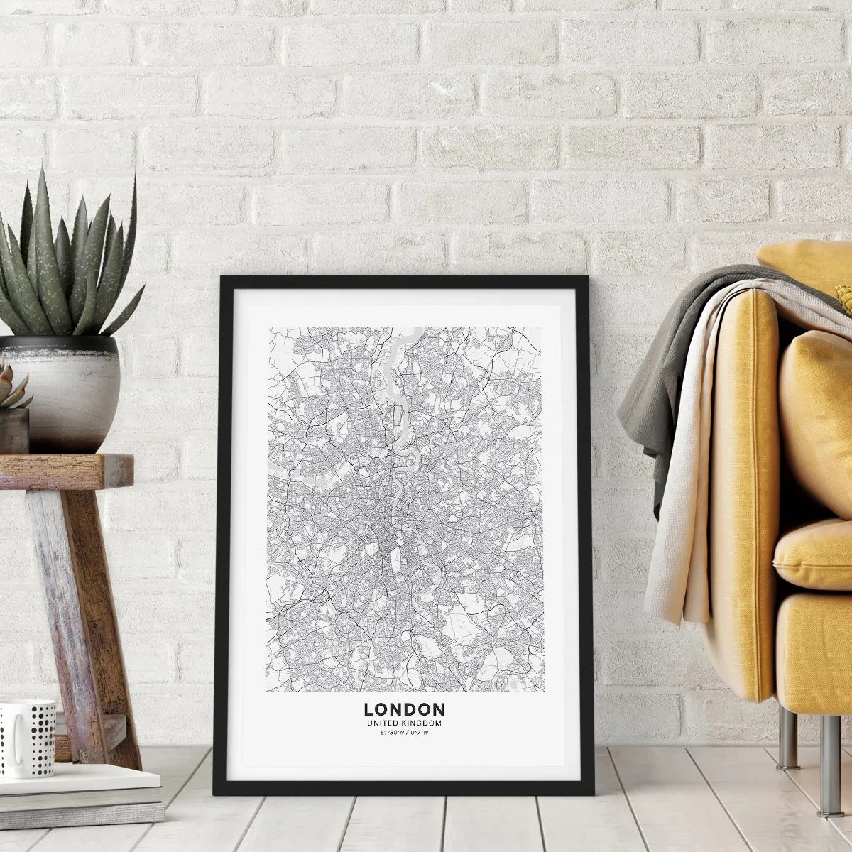 Poster in cornice nera - Mappa del labirinto di Londra - 70x100 cm