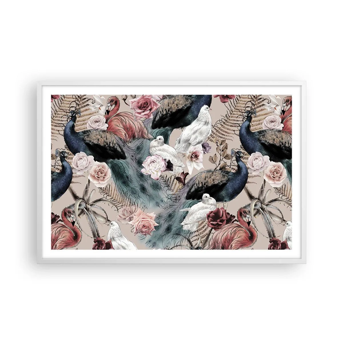 Poster in cornice bianca - Nel giardino del palazzo - 91x61 cm