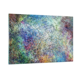 Quadro su vetro - Astrazione colorata con linee dinamiche - 120x80cm - Non è cosi semplice - Decorazione murale moderna per soggiorno e camera da letto ARTTOR
