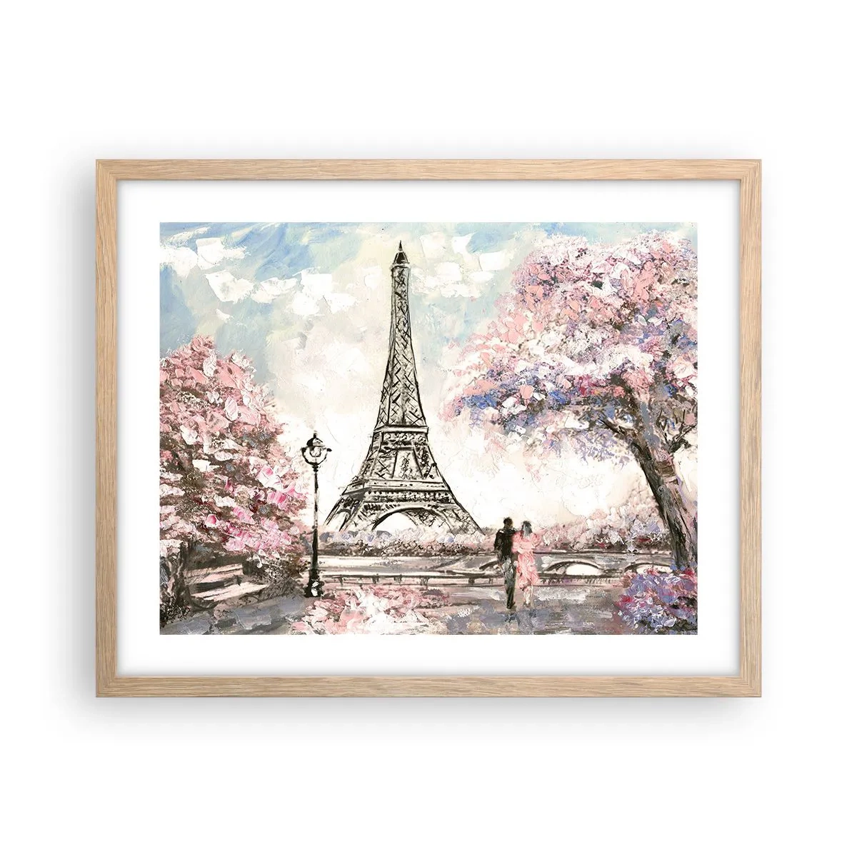 Poster in cornice rovere chiaro - Passeggiata a Parigi in aprile - 50x40 cm