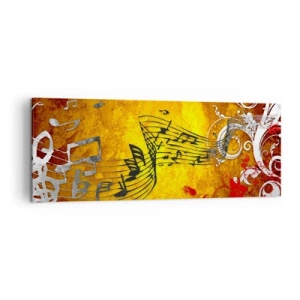 Quadro su tela - Stampe su Tela - Note musicali astratte su uno sfondo colorato con ornamenti - 140x50cm - Che la musica scorra - Decorazione murale moderna per soggiorno e camera da letto ARTTOR