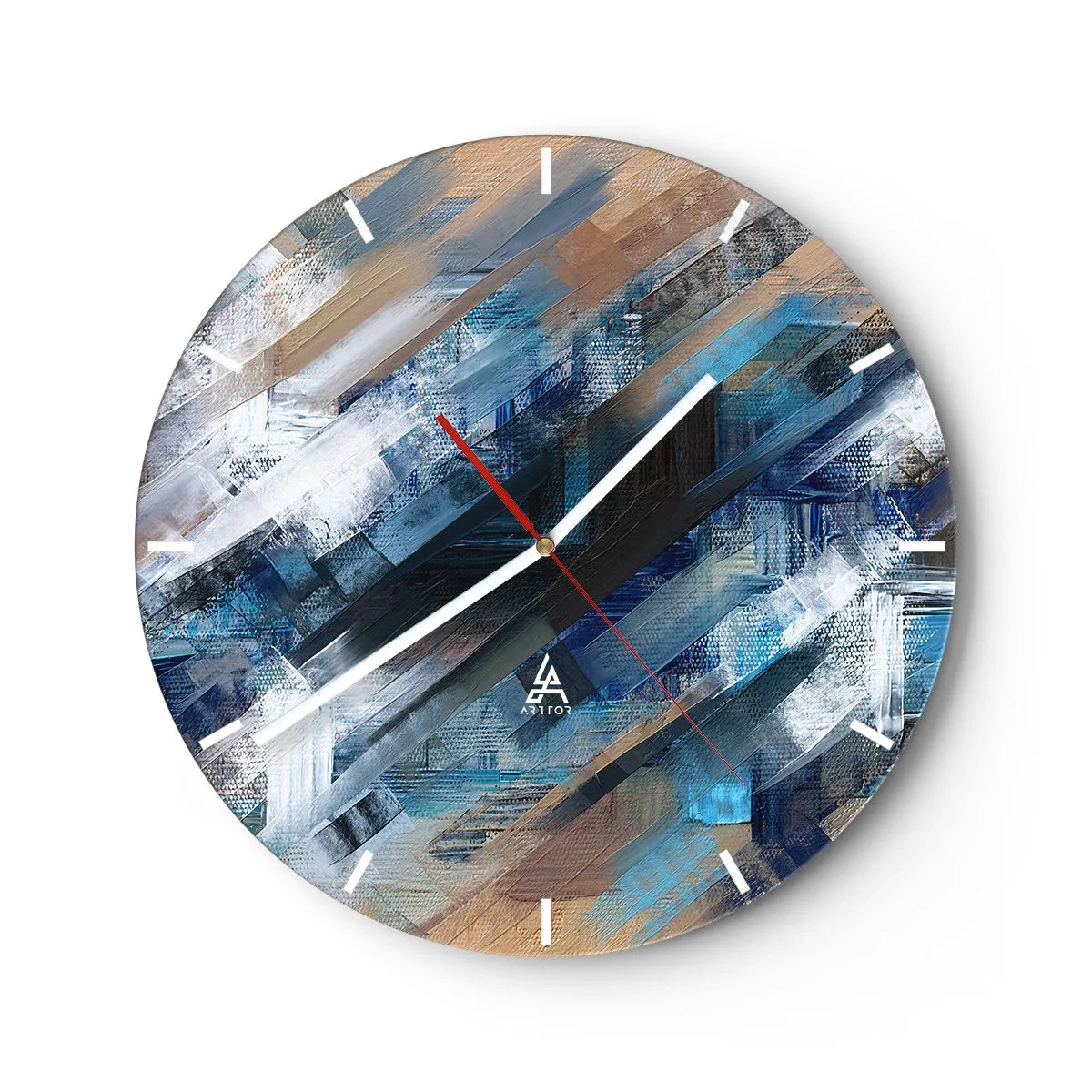 Orologio da parete - Orologio in Vetro - Sulla diagonale blu - 40x40 cm