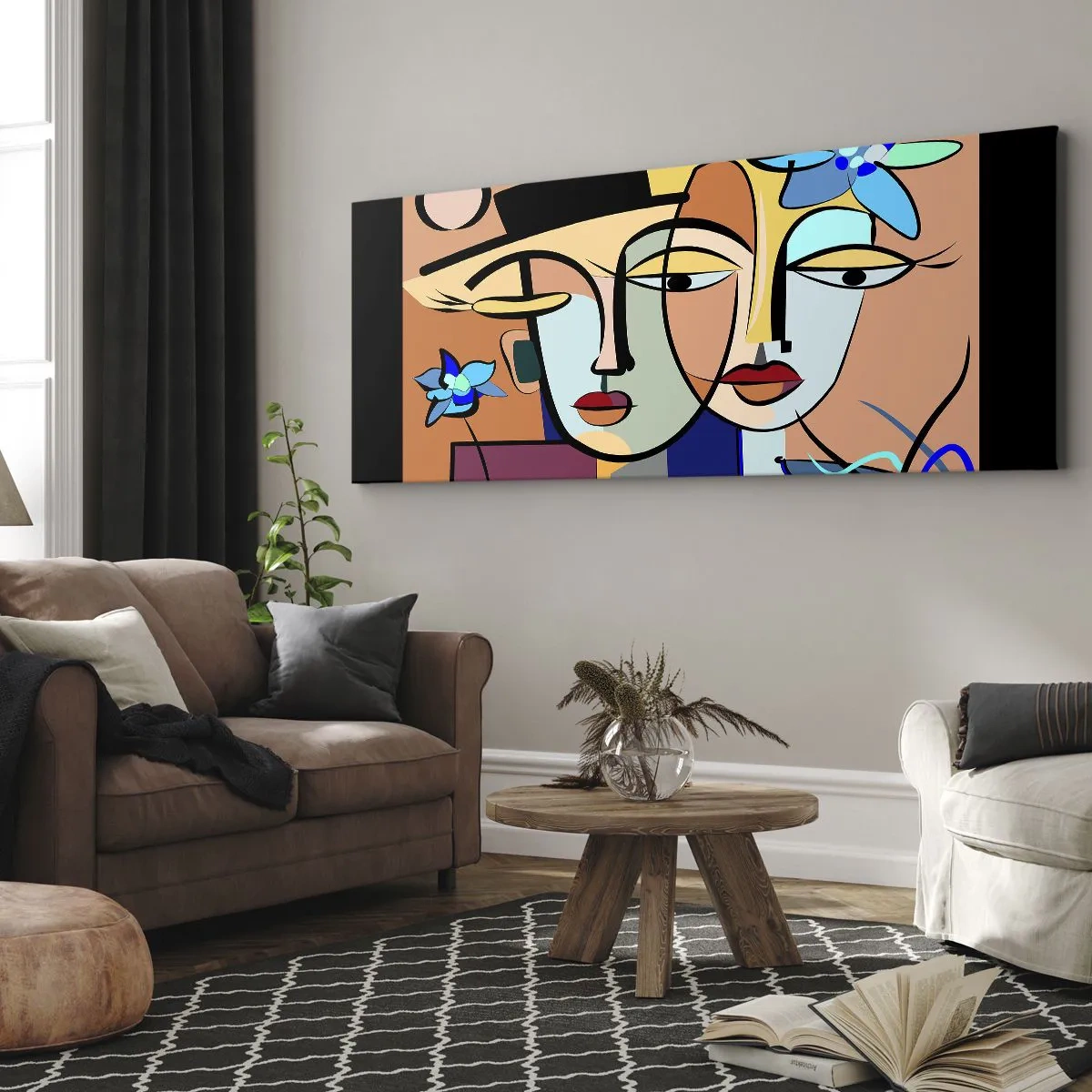 Quadro su tela - Stampe su Tela - Appuntamento in stile Picasso - 100x40 cm