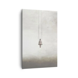 Quadro su tela - Stampe su Tela - Una figura su un'altalena sospesa nello spazio - 80x120cm - Il bambino che è in noi - Decorazione murale moderna per soggiorno e camera da letto ARTTOR