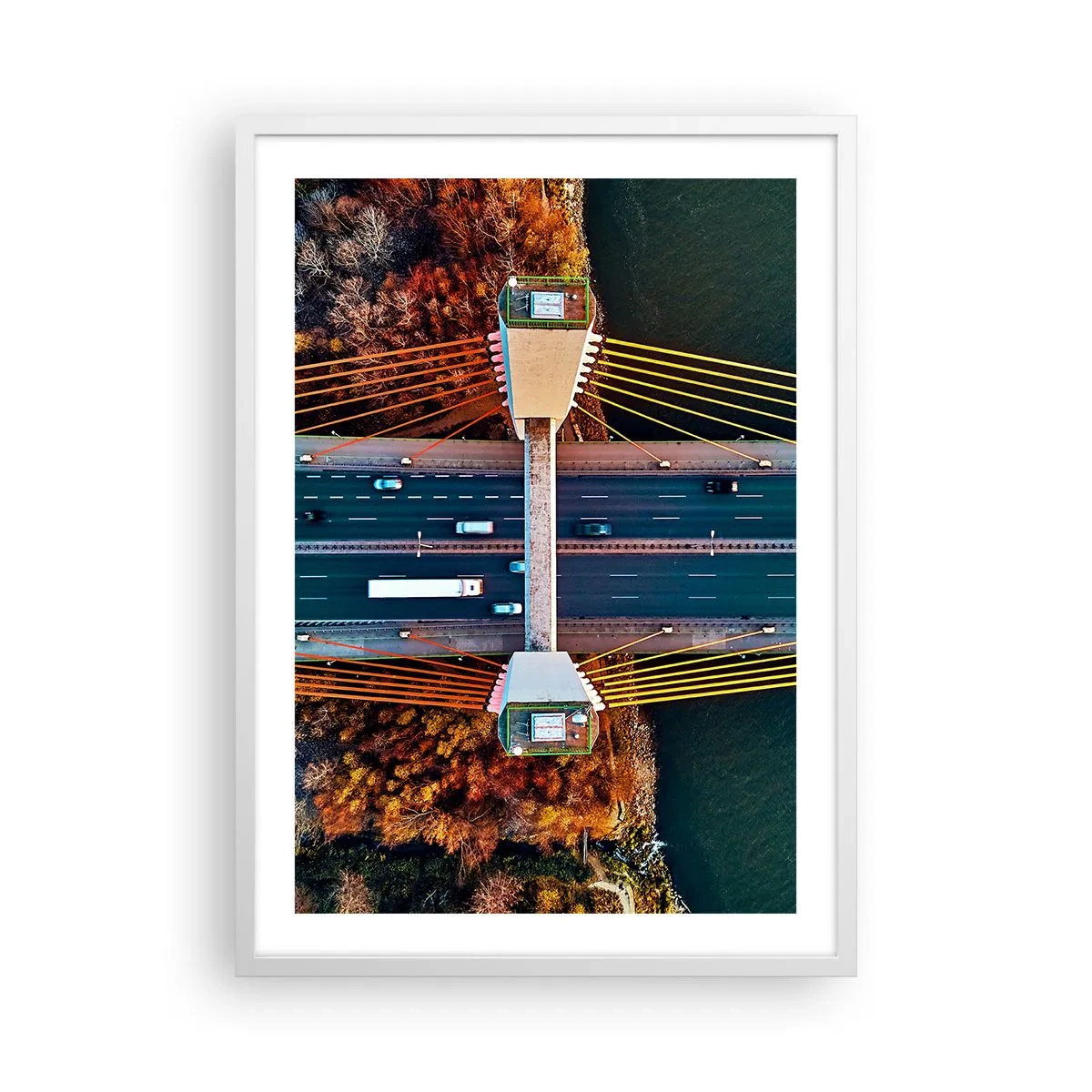 Poster in cornice bianca - Oltre il fiume, oltre il bosco - 50x70 cm