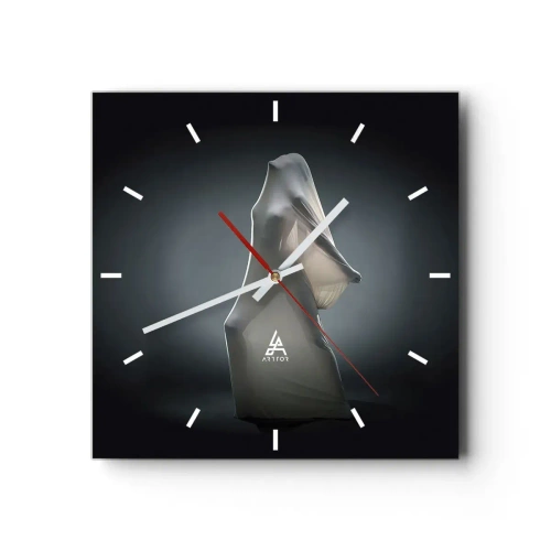Orologio da parete - Orologio in Vetro - Una figura in tessuto bianco su uno sfondo scuro - 30x30cm - Desideri nascosti - Decorazione murale moderna per soggiorno e camera da letto ARTTOR