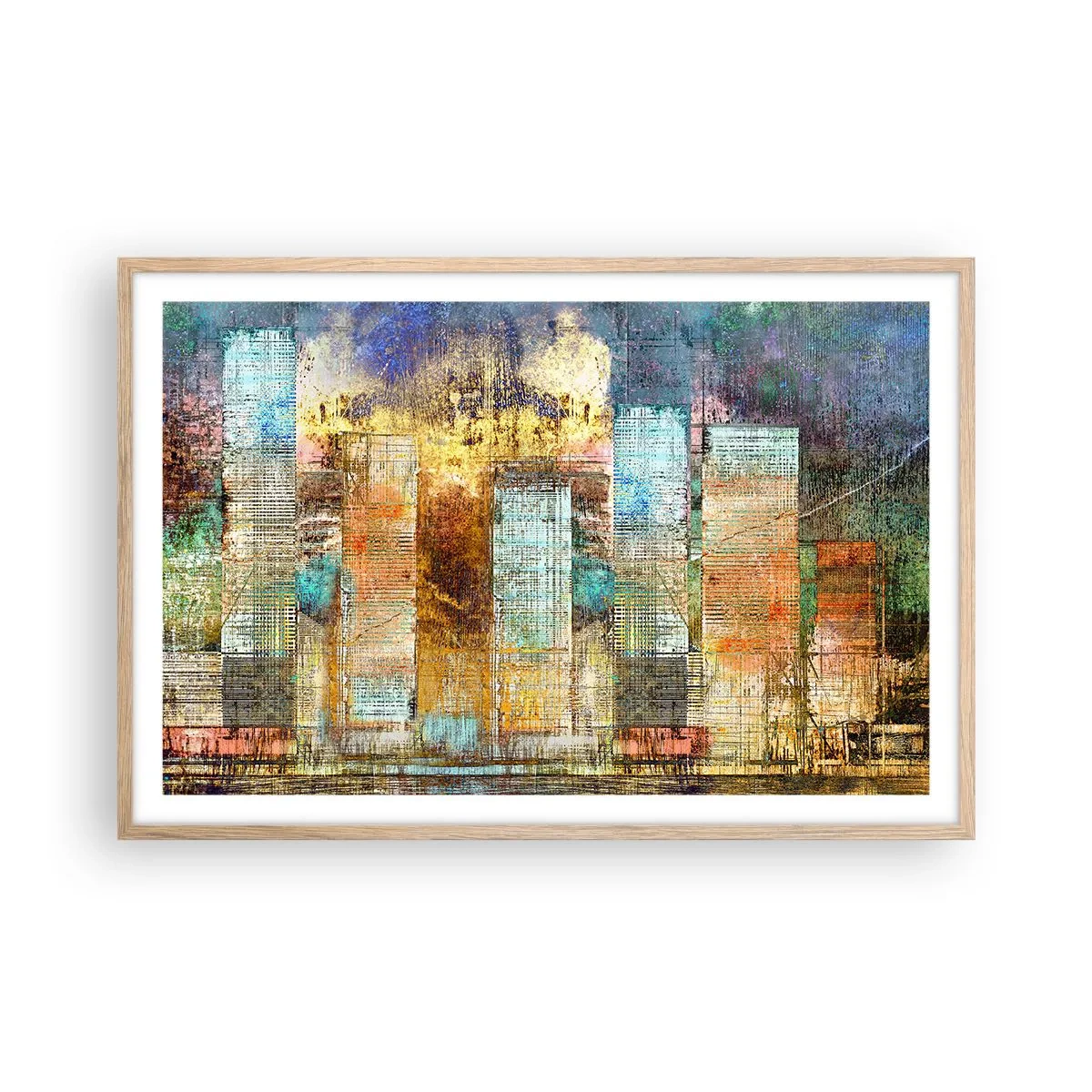 Poster in cornice rovere chiaro - Metropoli nel sole - 91x61 cm