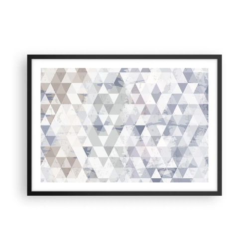 Poster in cornice nera - Motivo geometrico a triangolo in tonalità pastello - 70x50cm - Al ritmo di tre - Decorazione murale moderna per soggiorno e camera da letto ARTTOR