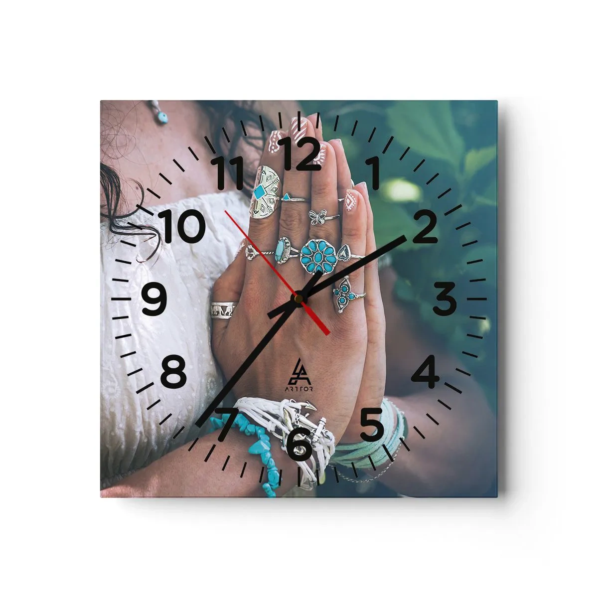 Orologio da parete - Orologio in Vetro - Benvenuto al centro dell'essere - 40x40 cm