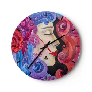 Orologio da parete - Orologio in Vetro - Viso colorato con ornamenti artistici - 30x30cm - L'Art Nouveau è sempre viva - Decorazione murale moderna per soggiorno, cucina e camera da letto ARTTOR