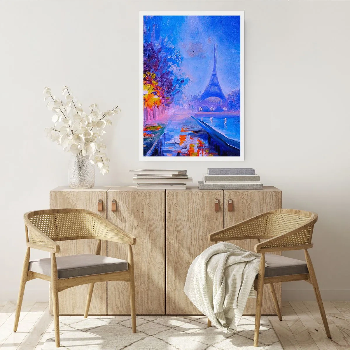 Poster - La Torre Eiffel in uno scatto notturno pittorico - 50x70cm - Passeggiata da sogno - Decorazione murale moderna per soggiorno e camera da letto ARTTOR