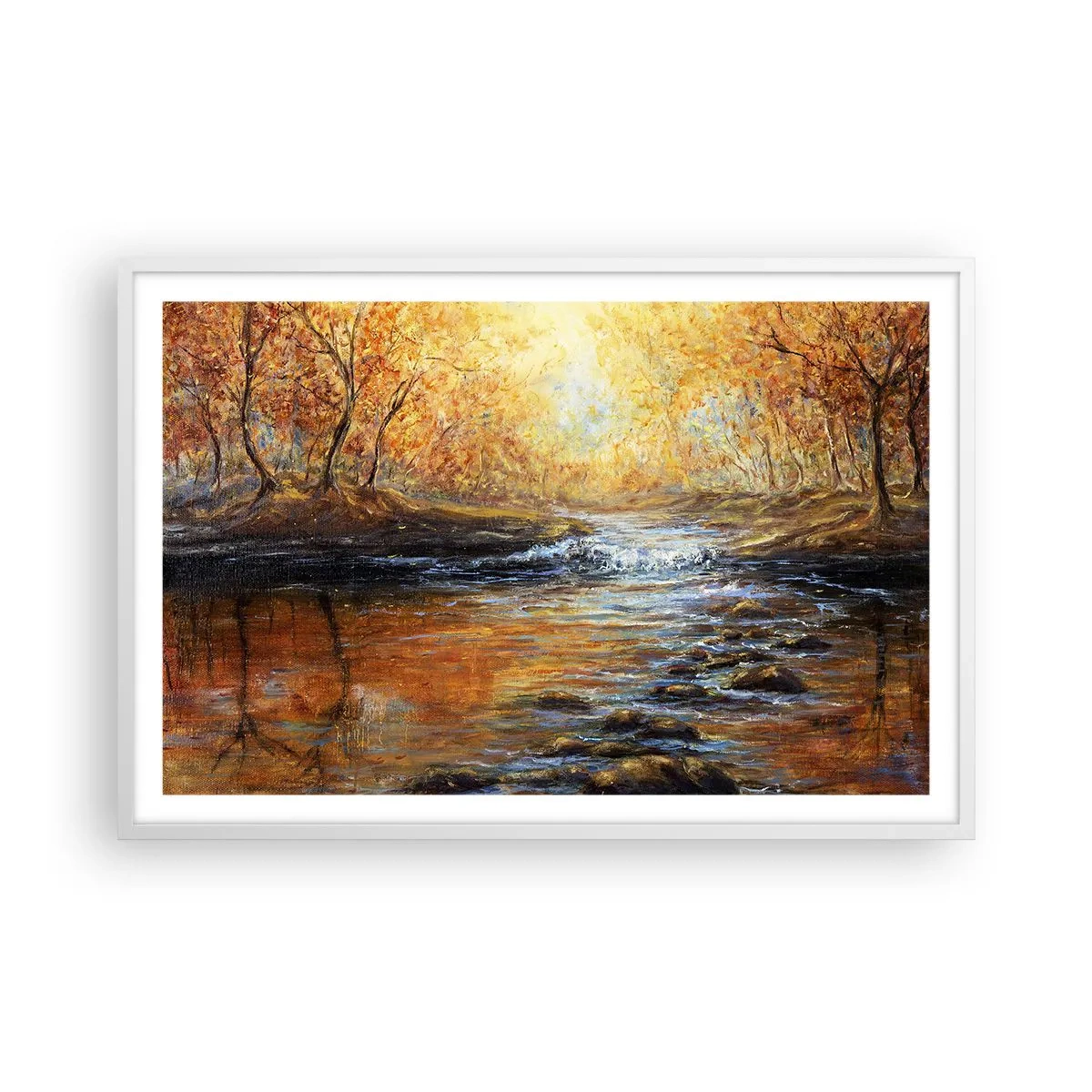Poster in cornice bianca - Ruscello d'oro - 91x61 cm