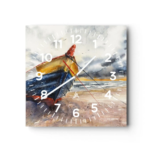 Orologio da parete - Orologio in Vetro - Riposo sulla riva - 40x40 cm