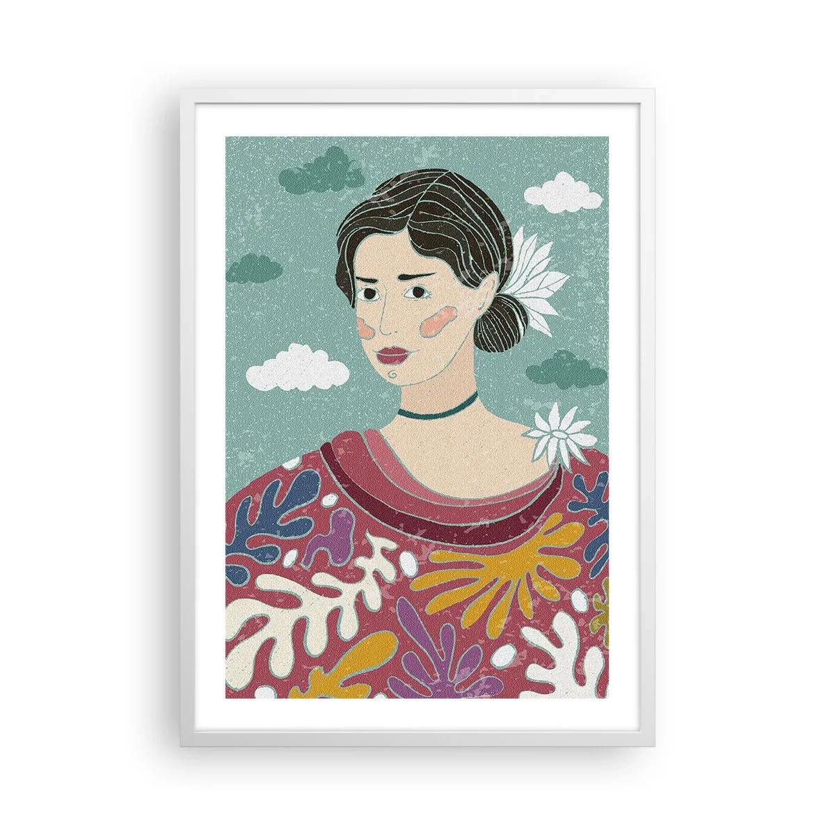 Poster in cornice bianca - Con la malinconia nello sguardo - 50x70 cm