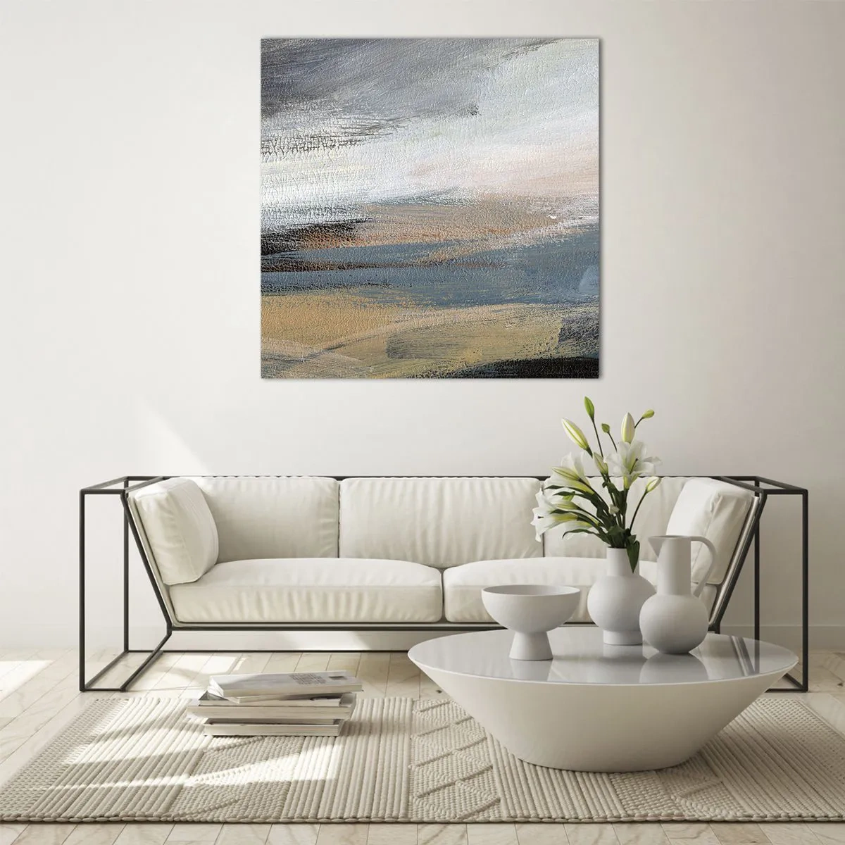 Quadro su vetro - Astrazione: paesaggio del nord - 50x50 cm