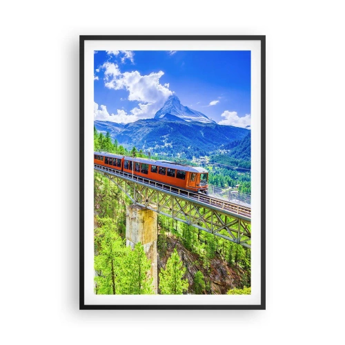 Poster in cornice nera - Ferrovia alpina - 61x91 cm