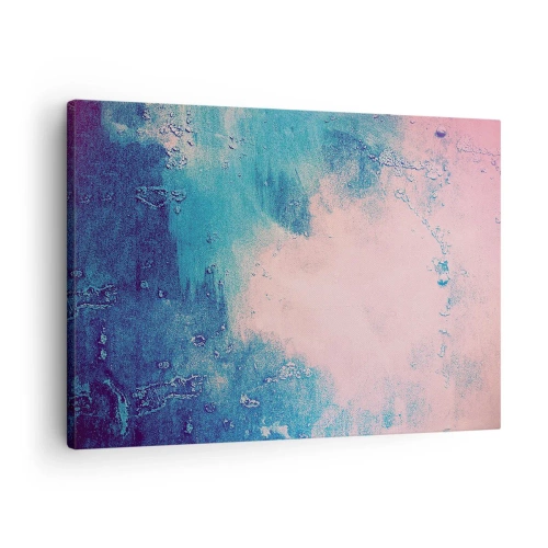 Quadro su tela - Stampe su Tela - Texture astratta nei toni del rosa e del blu - 70x50cm - Abbracci nel blu - Decorazione murale moderna per soggiorno e camera da letto ARTTOR