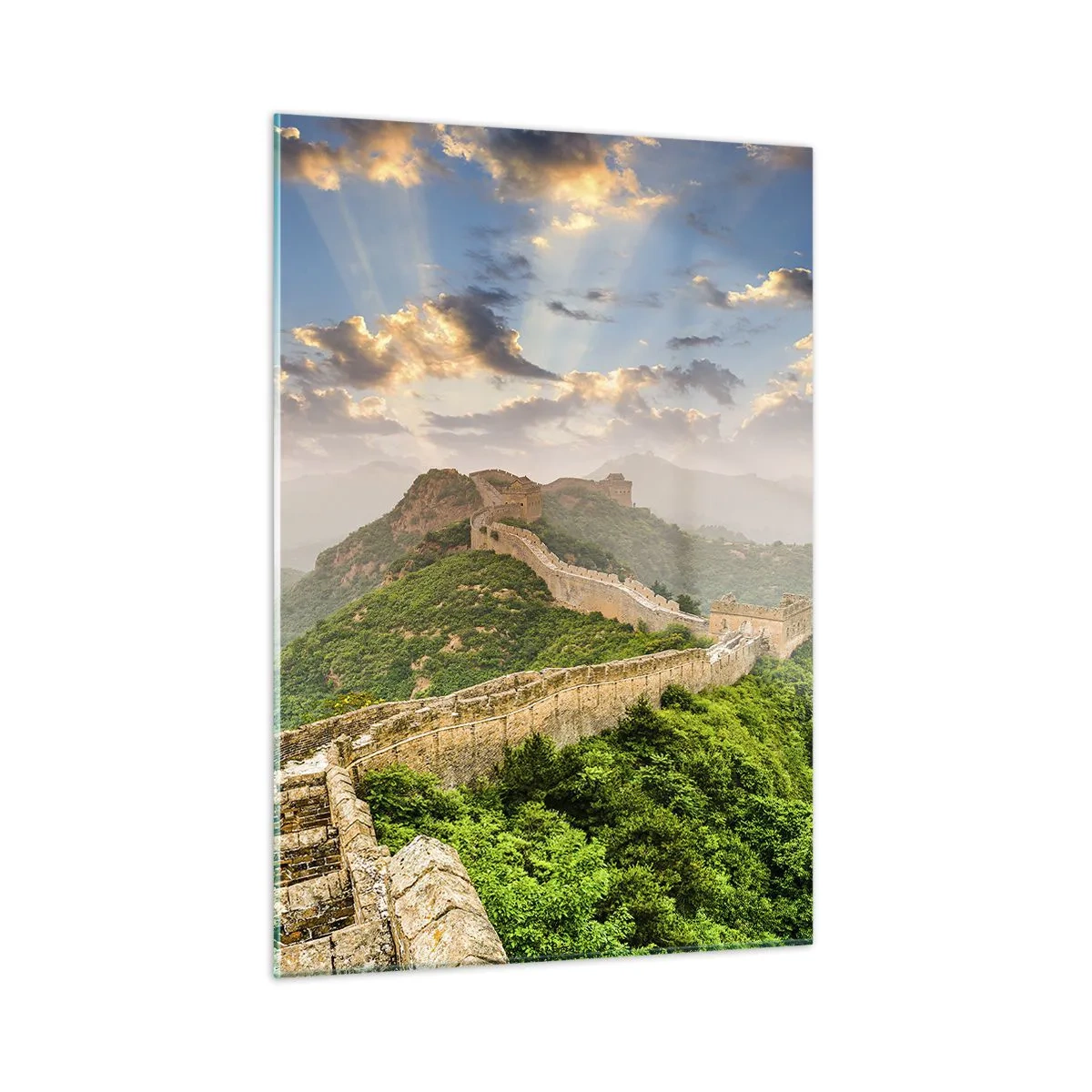 Quadro su vetro - La Grande Muraglia Cinese in un paesaggio montuoso - 50x70cm - La grandezza che non passa mai - Decorazione murale moderna per soggiorno e camera da letto ARTTOR