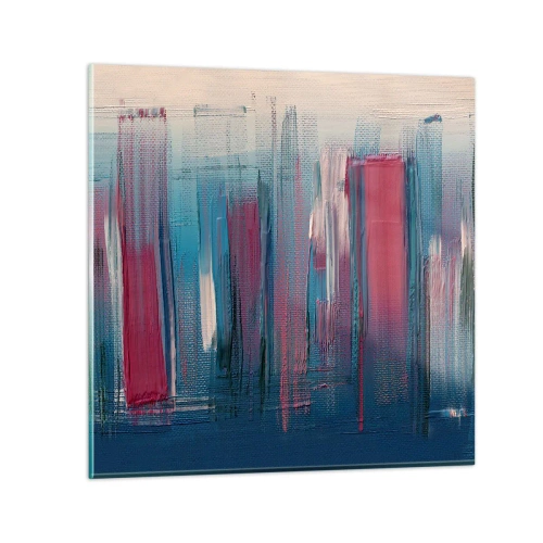 Quadro su vetro - Composizione verticale in blu e rosso - 30x30 cm