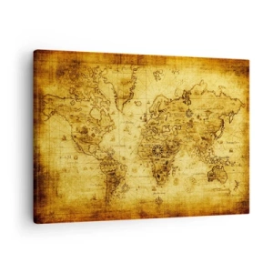 Quadro su tela - Stampe su Tela - Antica mappa del mondo d'epoca - 70x50cm - Questo mondo è strano - Decorazione murale moderna per soggiorno e camera da letto ARTTOR