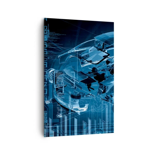Quadro su tela - Stampe su Tela - Un disegno tecnico moderno di un'auto con elementi strutturali - 80x120cm - Anatomia ingegneristica - Decorazione murale moderna per soggiorno e camera da letto ARTTOR