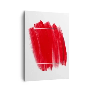 Quadro su tela - Stampe su Tela - Pennellata rossa con bordo bianco - 50x70cm - Fuori dagli schemi - Decorazione murale moderna per soggiorno e camera da letto ARTTOR
