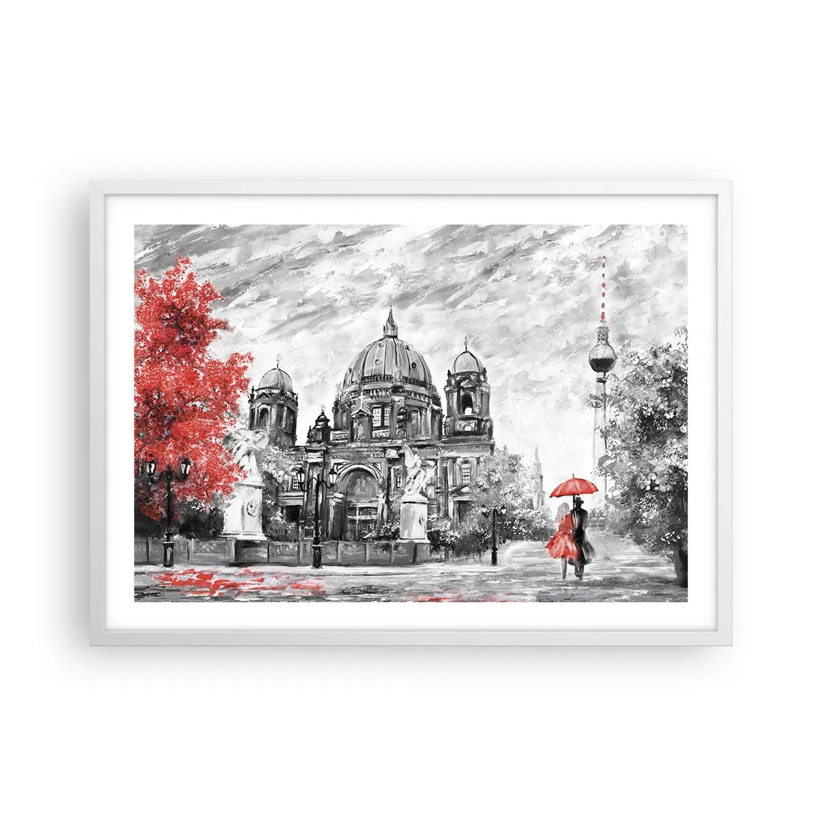 Poster in cornice bianca - Incontro a Berlino - 70x50 cm