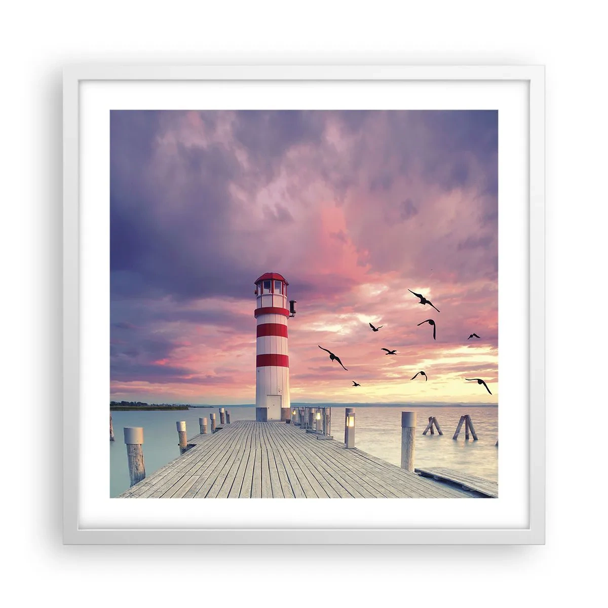 Poster in cornice bianca - Tempo di tornare in porto - 50x50 cm