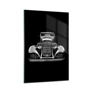 Quadro su vetro - Un'auto d'epoca in bianco e nero - 70x100cm - Una vera fuoriclasse - Decorazione murale moderna per soggiorno e camera da letto ARTTOR