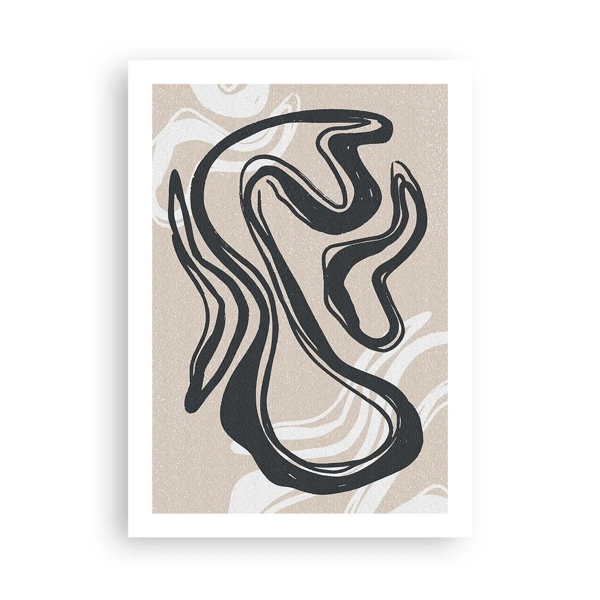 Poster - Linea astratta su sfondo beige - 50x70cm - Espressione moltiplicata - Decorazione murale moderna per soggiorno e camera da letto ARTTOR