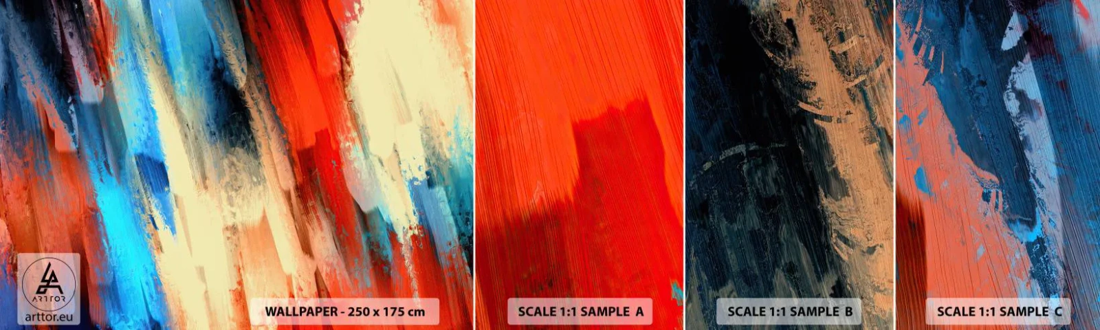 Campione di Fotomurale Adesivo Deluxe Sticker - Cascata di colori - Astrazione, Pezzo, Modello moderno - 100x30 cm