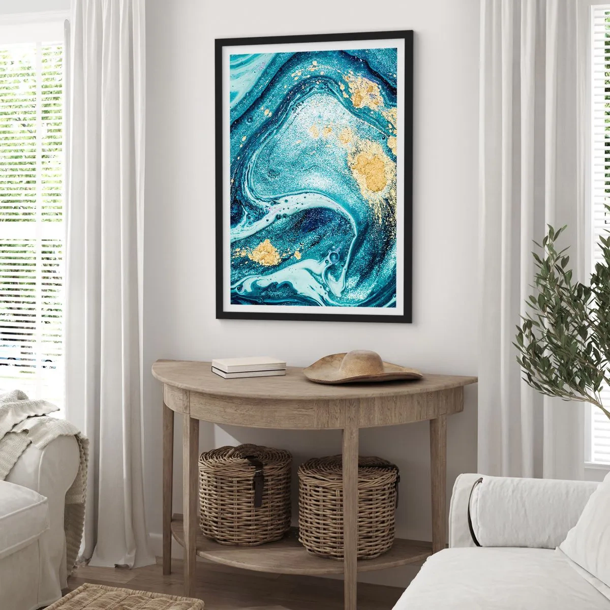 Poster in cornice nera - Vortice blu - 40x50 cm