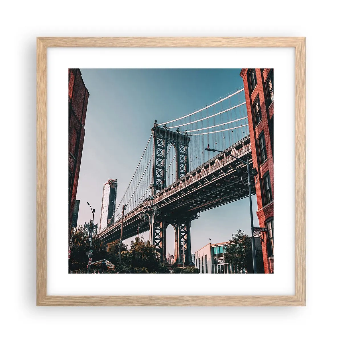 Poster in cornice rovere chiaro - Sopra le onde della città - 40x40 cm