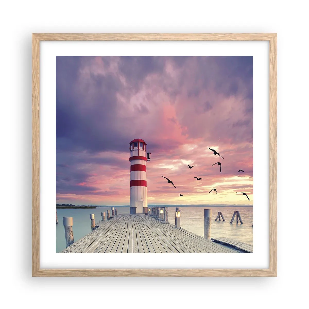 Poster in cornice rovere chiaro - Tempo di tornare in porto - 50x50 cm